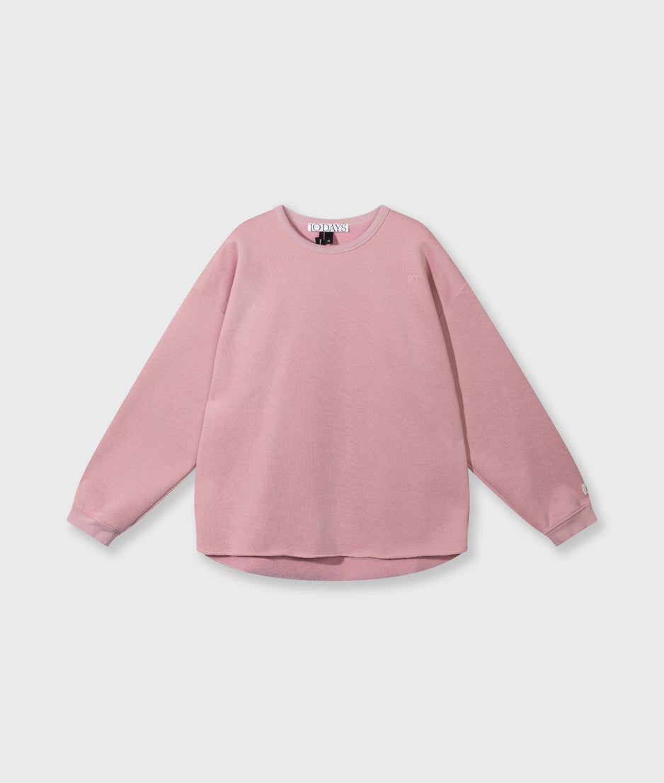 raw edge statement sweater | raspberry