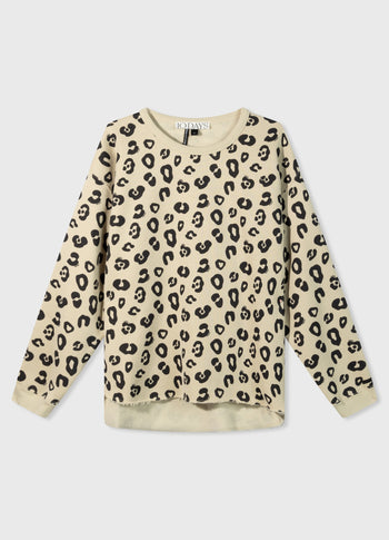 raw edge sweater leopard | oyster