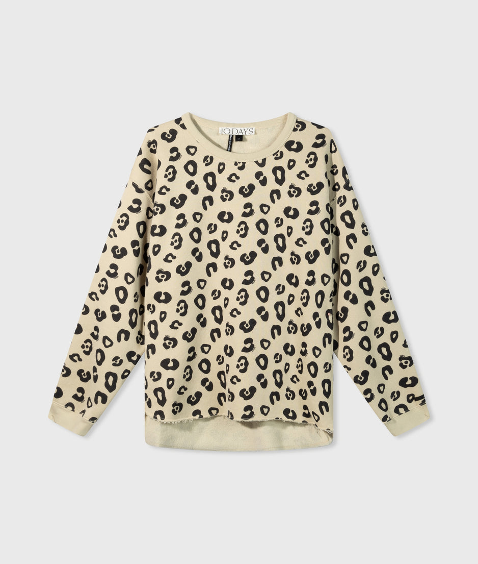 raw edge sweater leopard | oyster