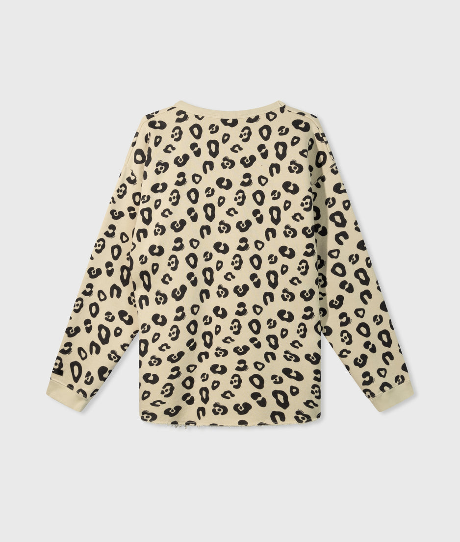 raw edge sweater leopard | oyster