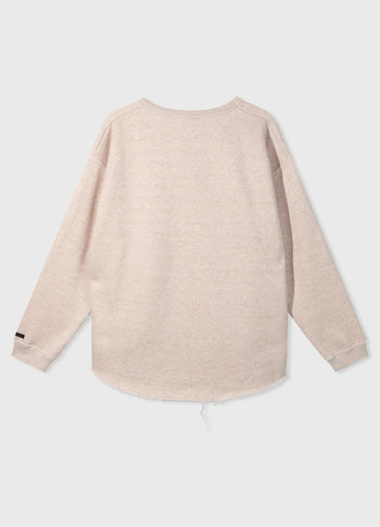 raw edge sweater | light latte melee