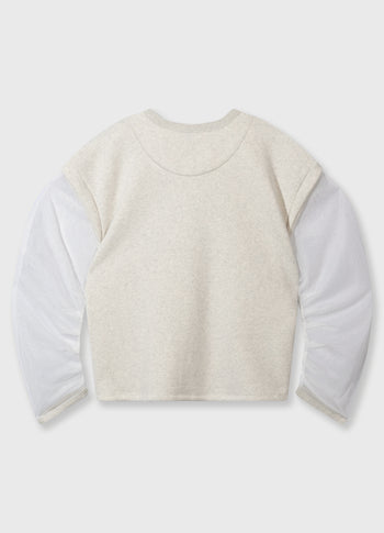 cropped statement sweater tulle | soft white melee