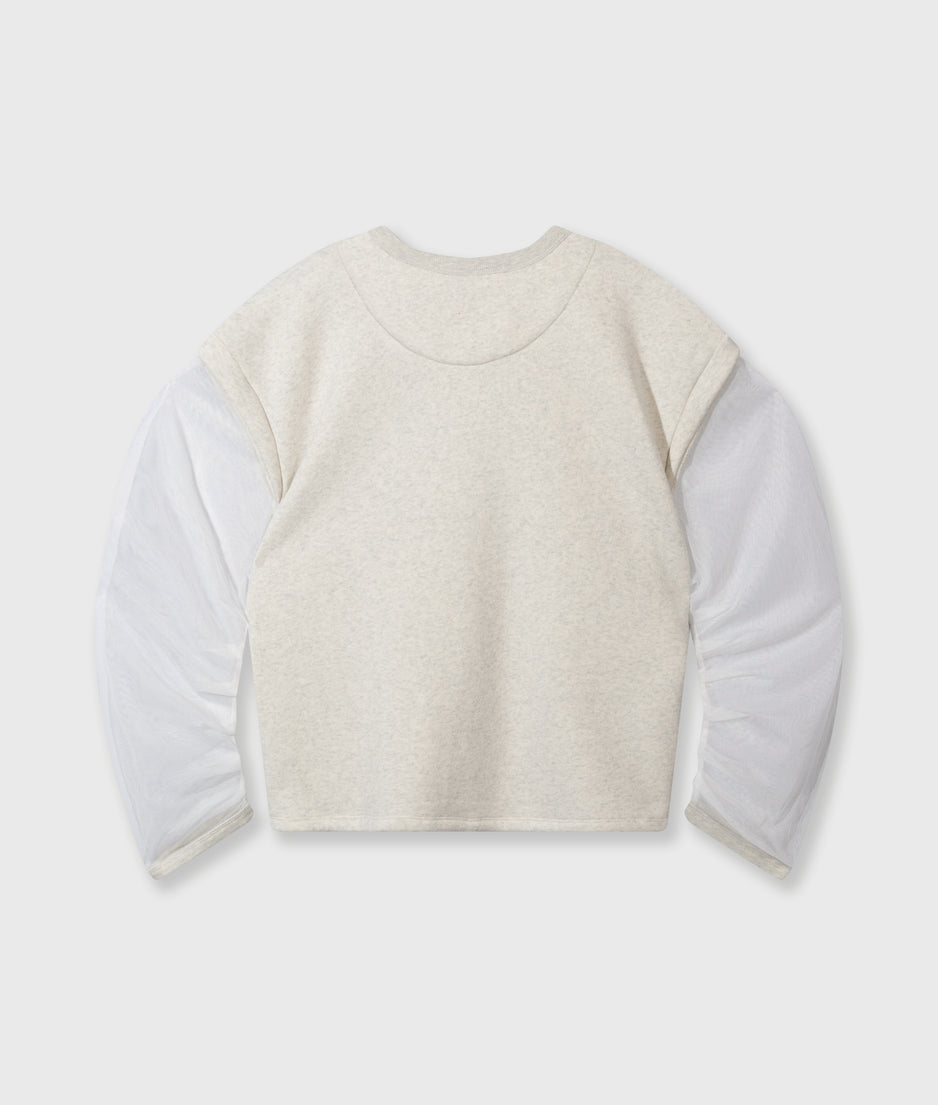 cropped statement sweater tulle | soft white melee