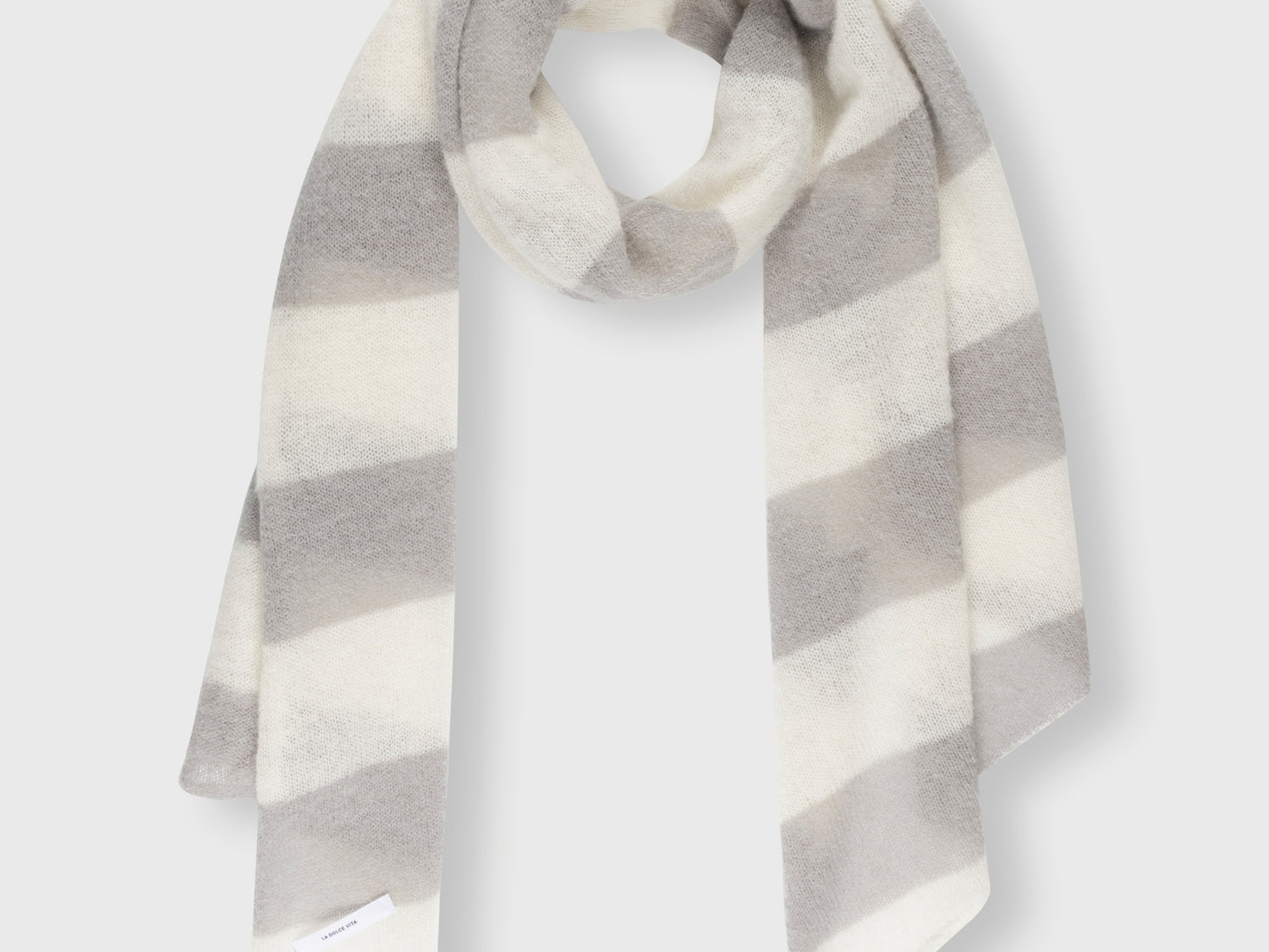 scarf knit stripe | ecru/cloudy