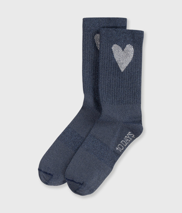 socks lurex heart | true blue