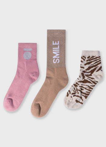 3-pack socks | raspberry