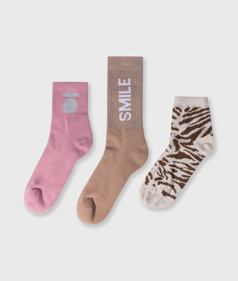 3-pack socks | raspberry