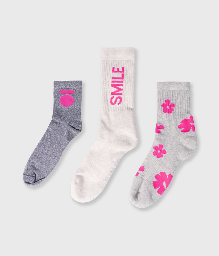 3-pack socks | neon pink