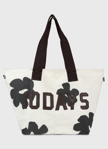 canvas shopper flower | ecru