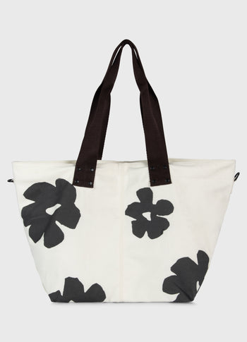 canvas shopper flower | ecru