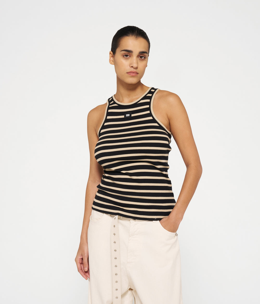 tank top rib stripes | black/light latte