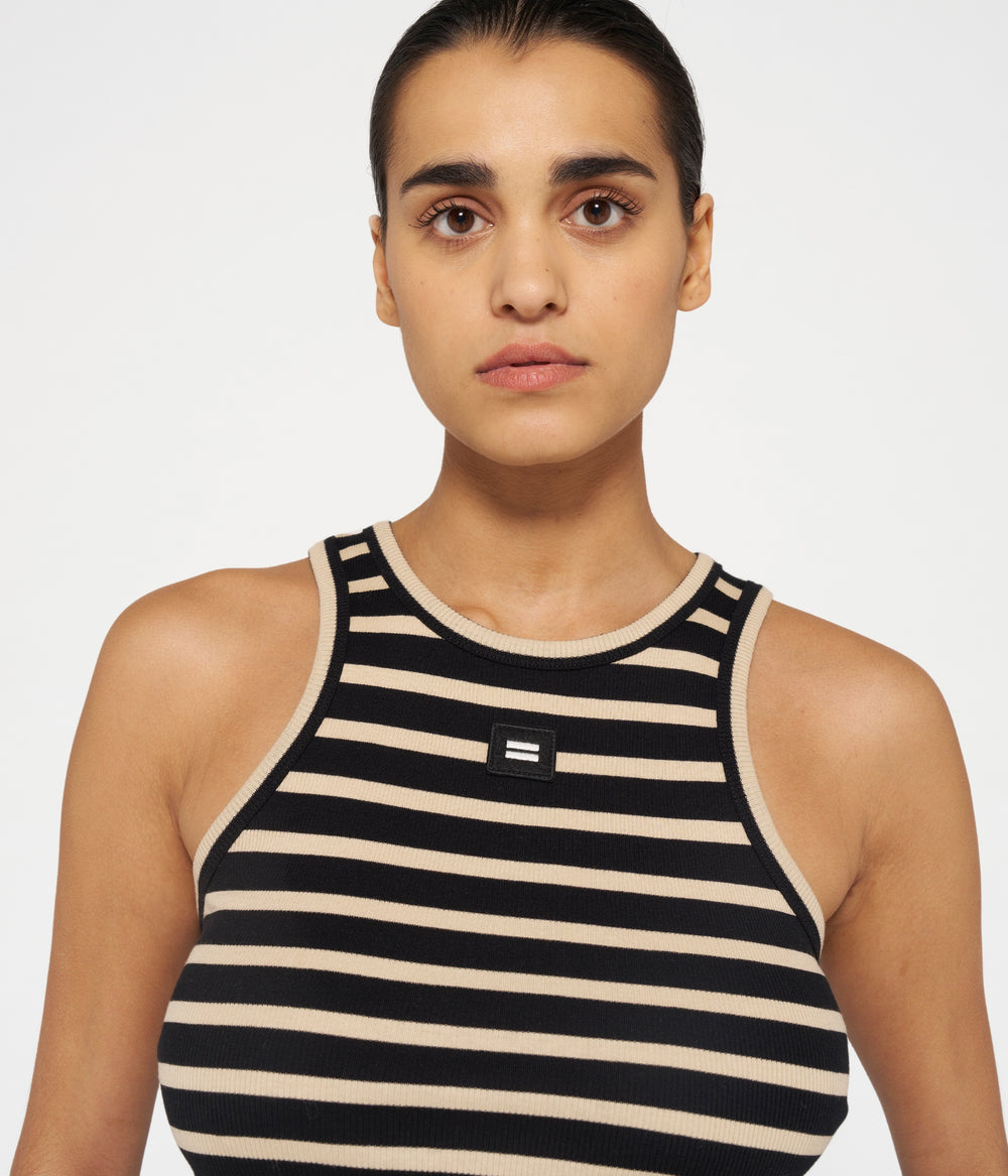 tank top rib stripes | black/light latte