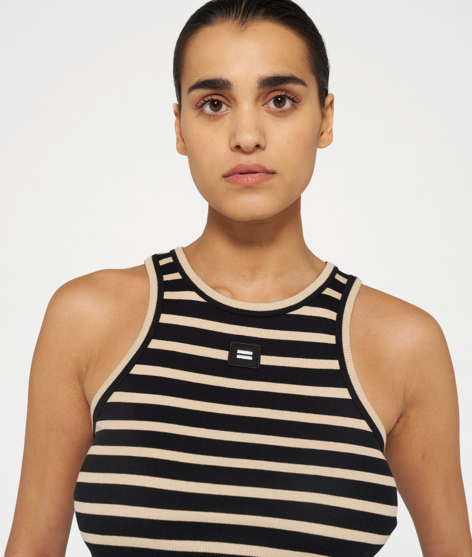 tank top rib stripes | black/light latte