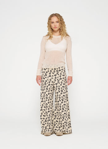 wide jogger leopard | oyster