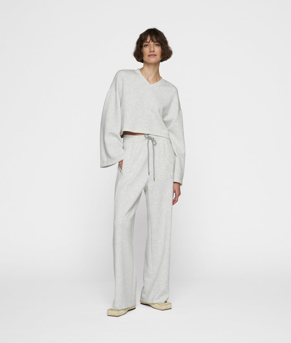 soft scuba kimono sweater | white grey melee