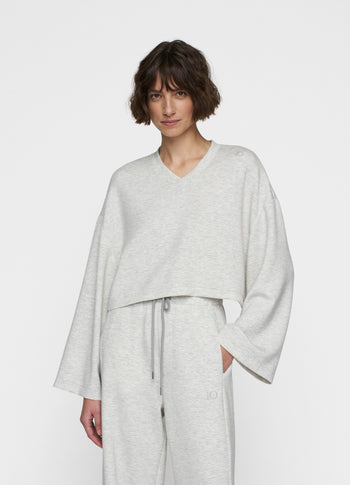 soft scuba kimono sweater | white grey melee