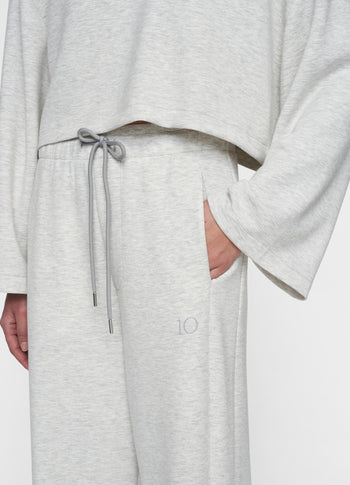 soft scuba kimono sweater | white grey melee