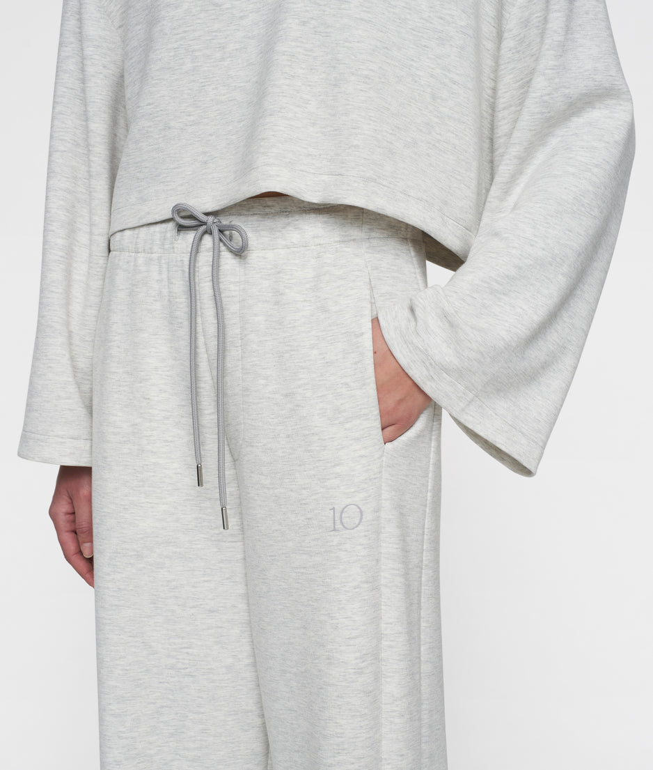 soft scuba kimono sweater | white grey melee