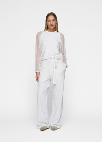 belted wide leg jogger | white melee