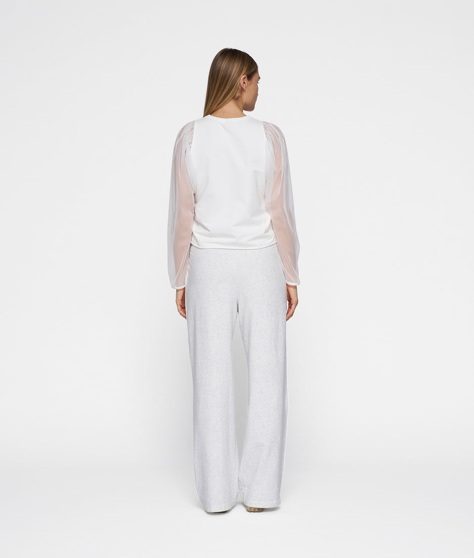 belted wide leg jogger | white melee