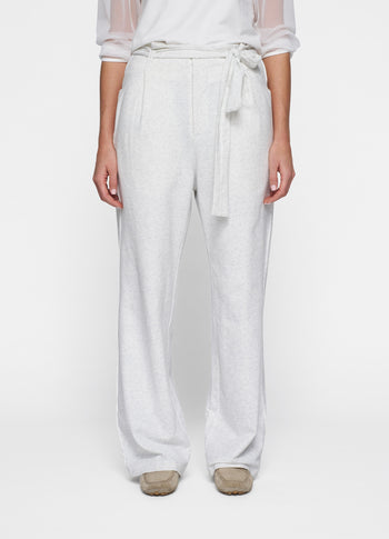 belted wide leg jogger | white melee