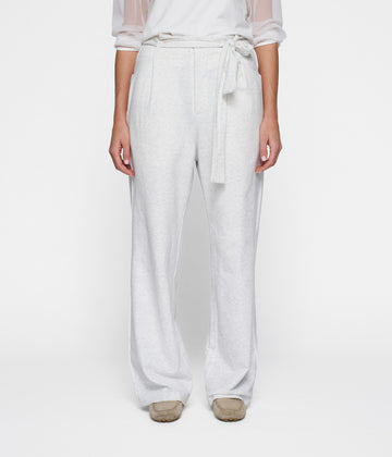 belted wide leg jogger | white melee