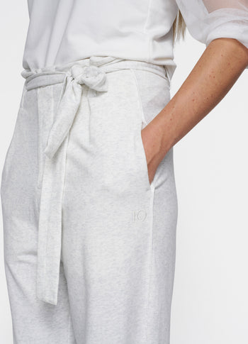 belted wide leg jogger | white melee