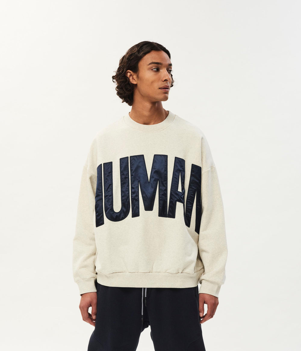 Human fleece sweater | soft white melee