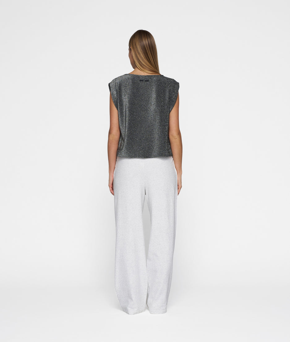 sleeveless top glitter | black