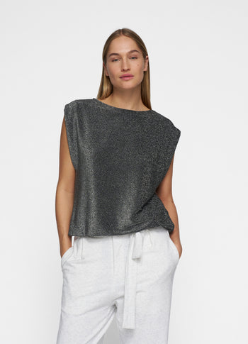 sleeveless top glitter | black