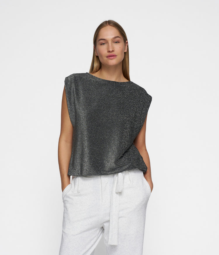 sleeveless top glitter | black