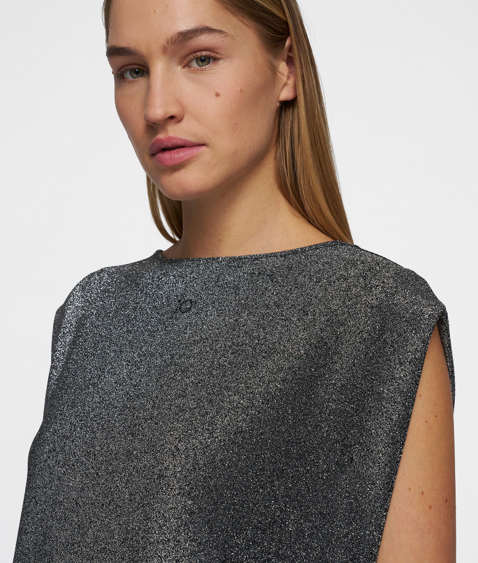 sleeveless top glitter | black