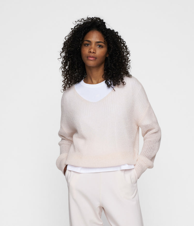 deep neck knit sweater | marshmallow