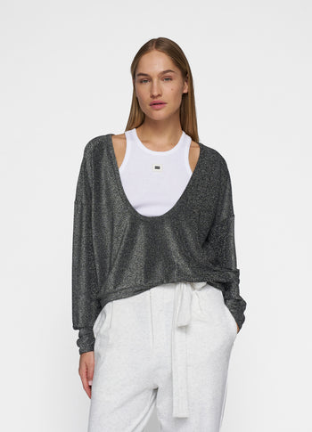 deep neck sweater glitter | black