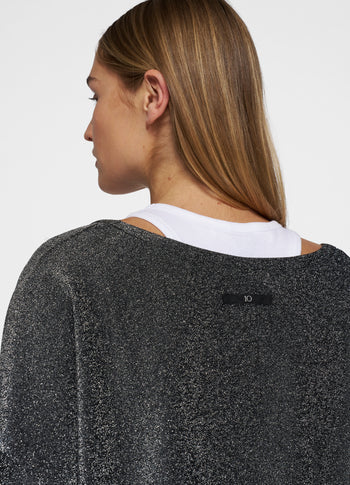 deep neck sweater glitter | black