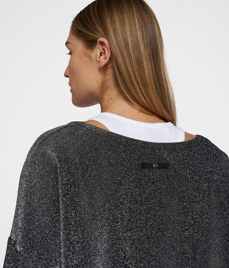 deep neck sweater glitter | black