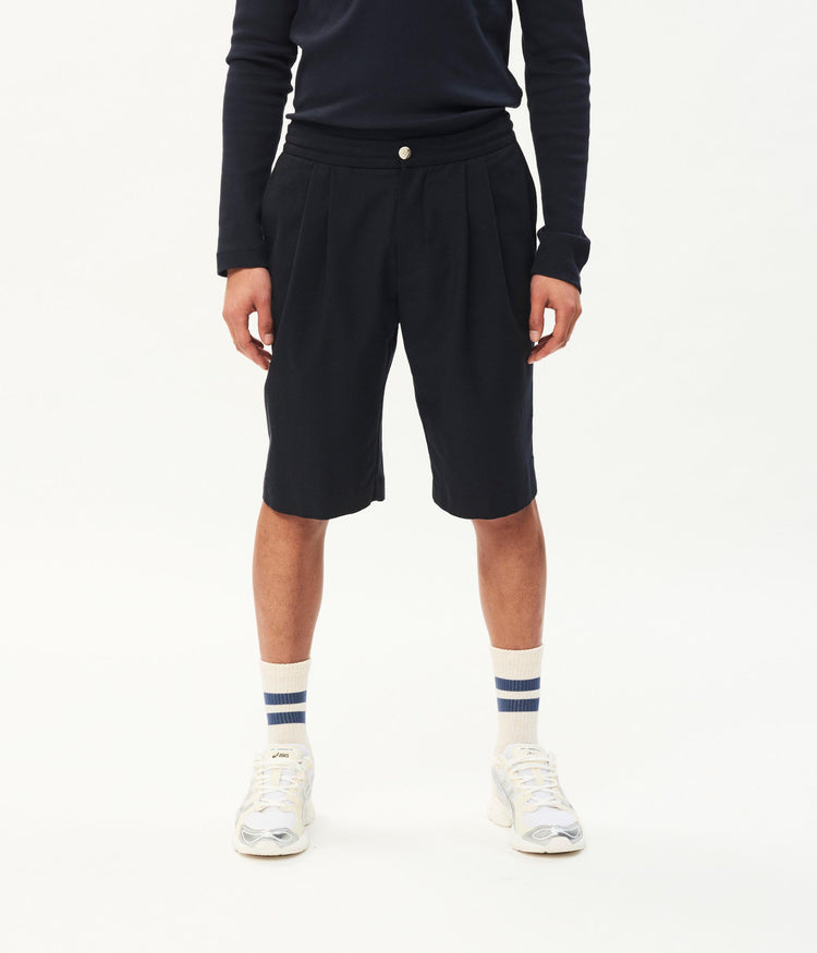 Reese wool woven shorts | dark blue