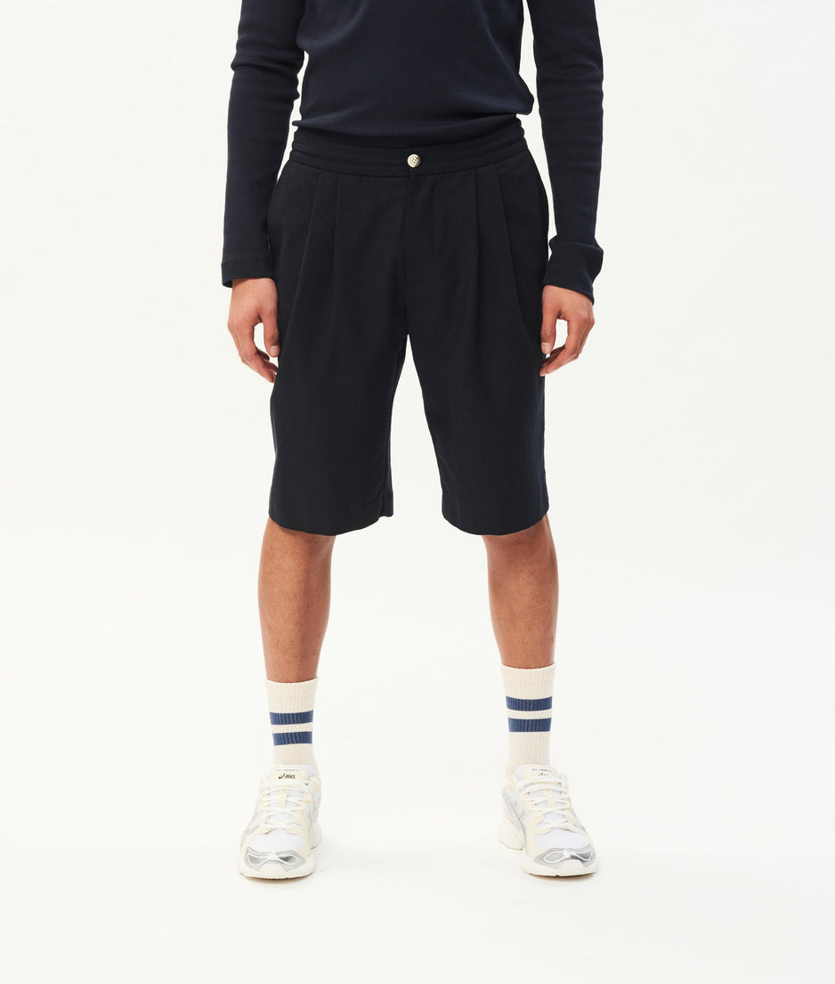 Reese wool woven shorts | dark blue