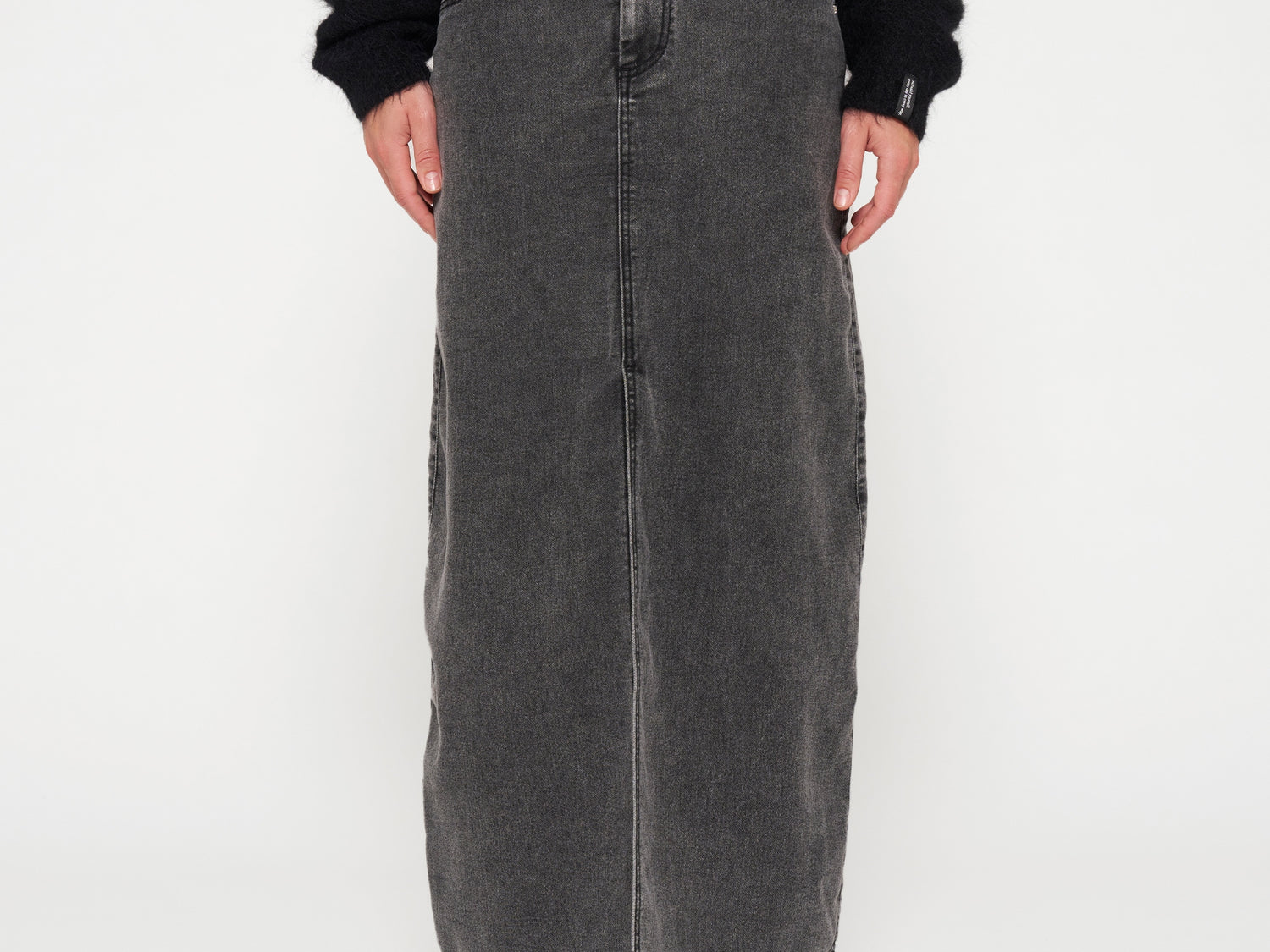 skirt jog denim | black