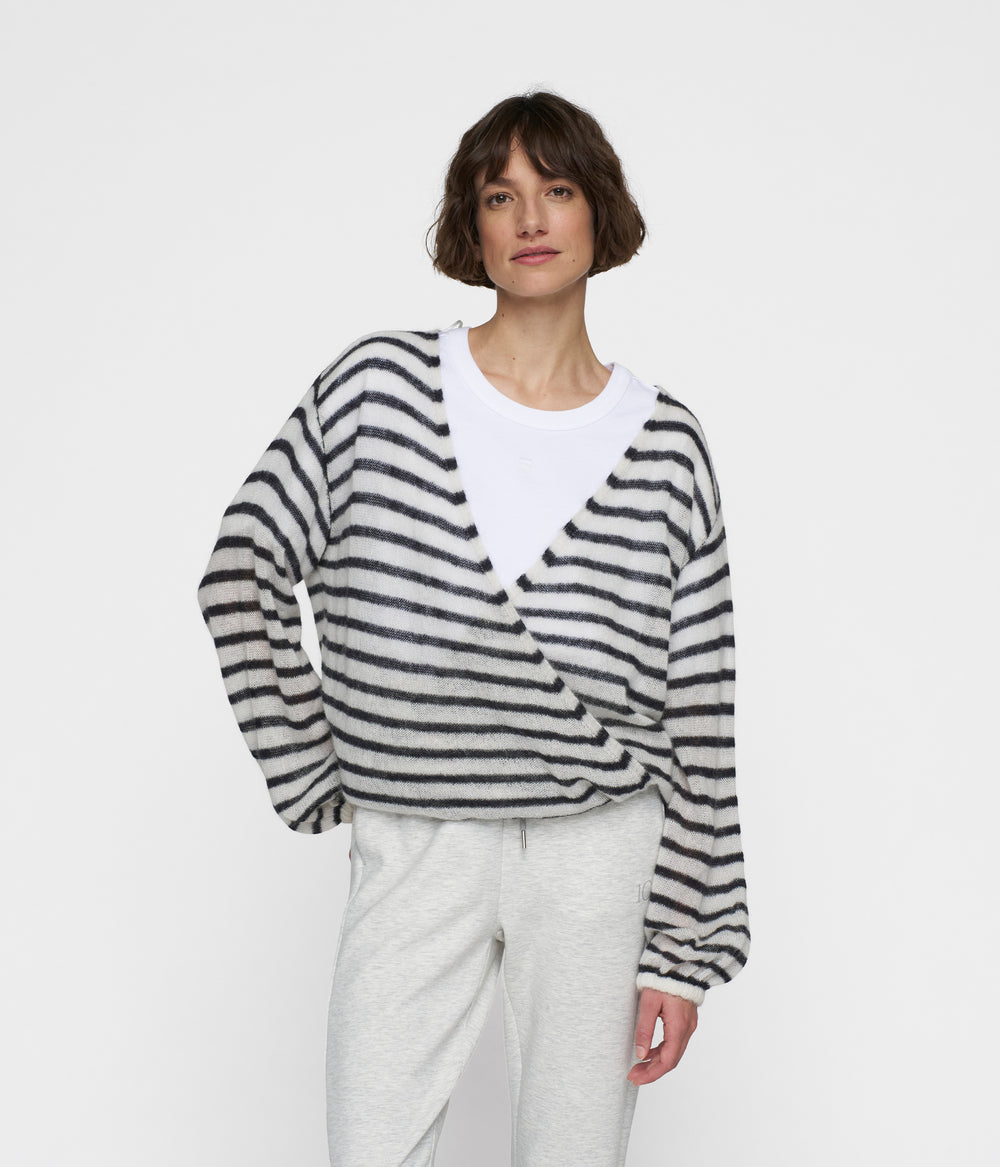 dance knit sweater stripes | ecru/black