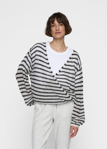 dance knit sweater stripes | ecru/black