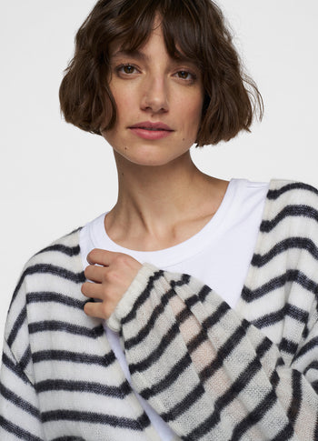 dance knit sweater stripes | ecru/black