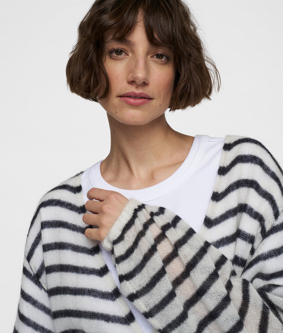 dance knit sweater stripes | ecru/black