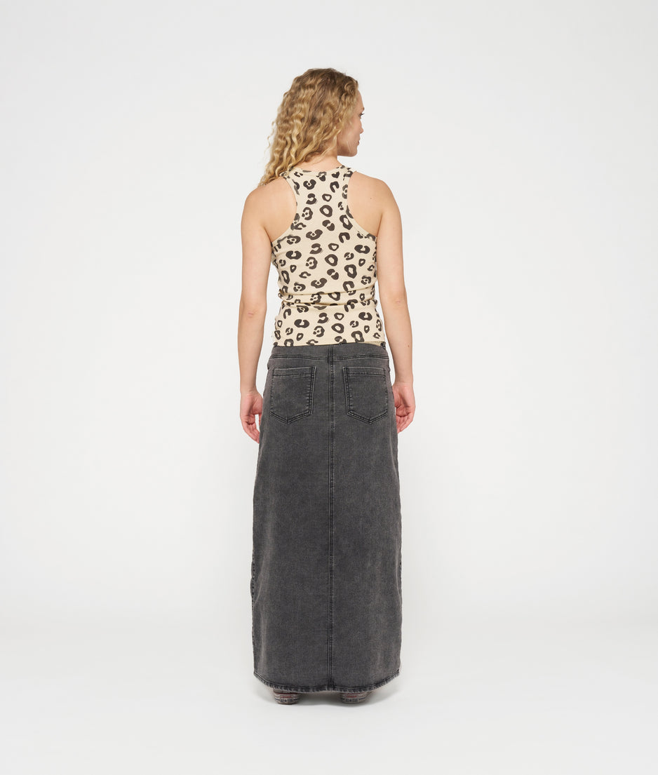 tank top rib leopard | oyster