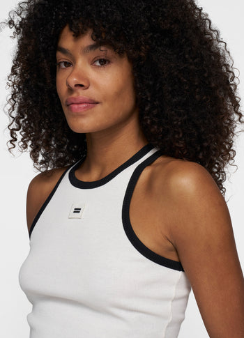 tank top rib contrast | ecru