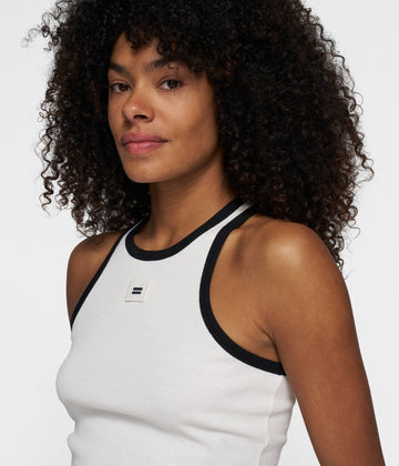 tank top rib contrast | ecru