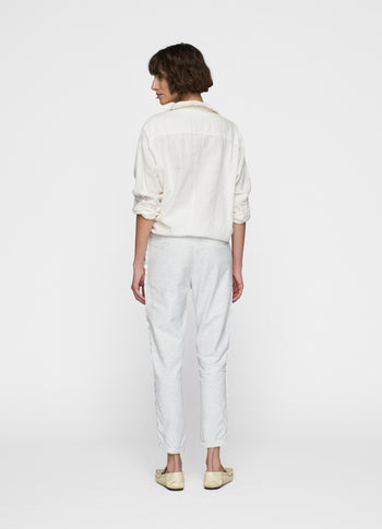 belted cropped jogger | white melee