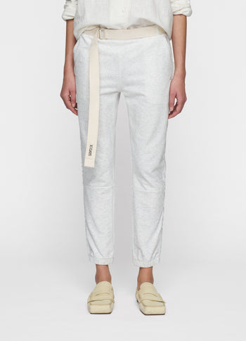 belted cropped jogger | white melee