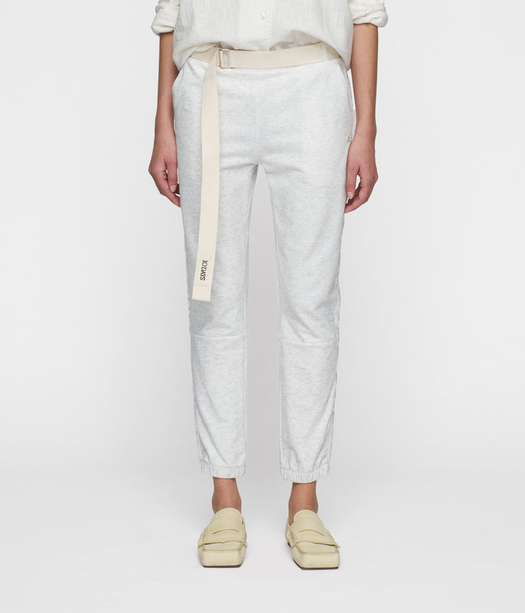 belted cropped jogger | white melee