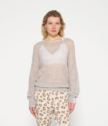 loose thin knit sweater | light grey melee